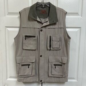 MIAN Utility Vest Mens Khaki Size 2X Pockets Full Zip
